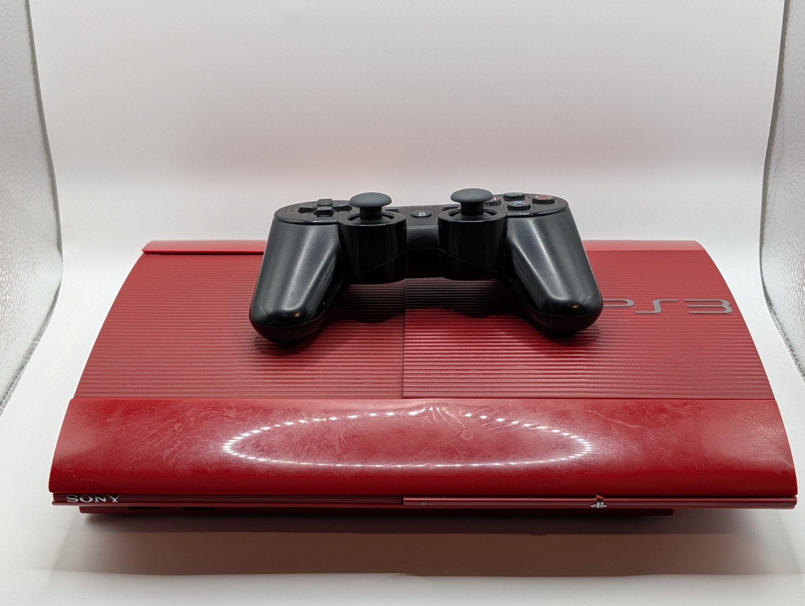 Sony PlayStation 3 PS3 Super Slim Red God Of War Console CECH-4001C + Cables