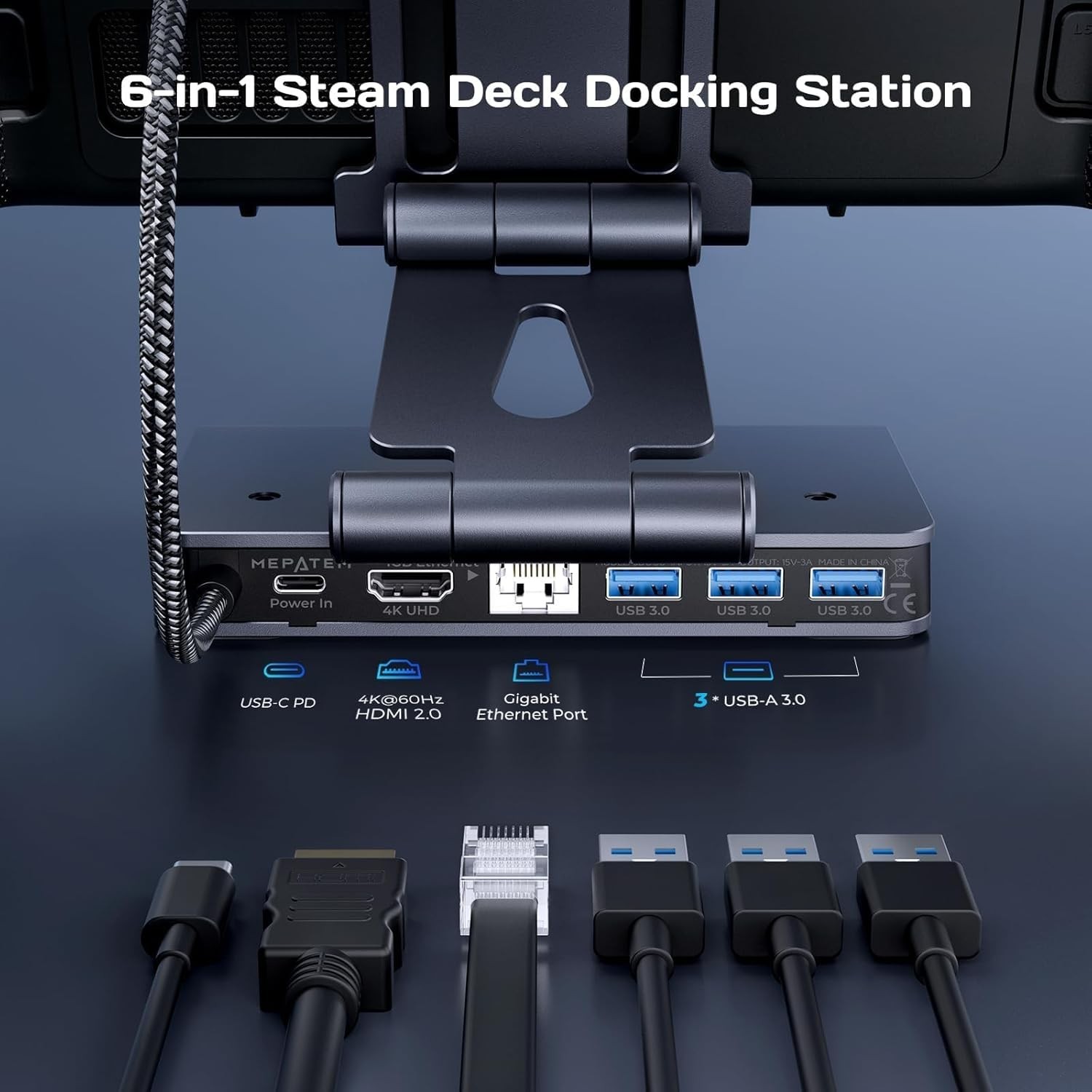 Compact 4K HDMI Dock for Steam Deck: 6-in-1 Hub with USB & Charging Ports