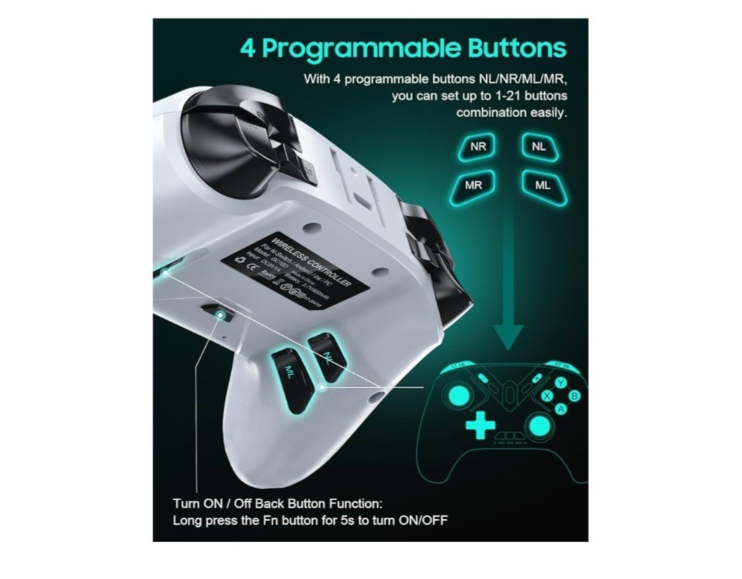 Dual Hall Effect Gaming Controller For PC / Switch Bluetooth / 2.4ghz – White