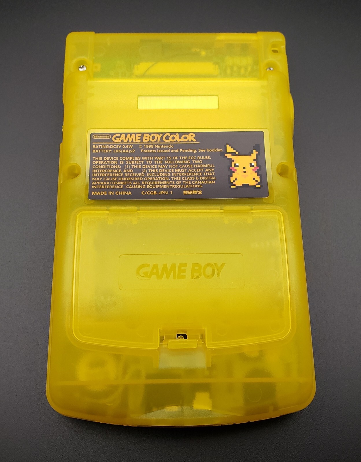 Pikachu Game Boy Color w/ Funnyplaying Backlit IPS Screen, New Speaker, Recapped