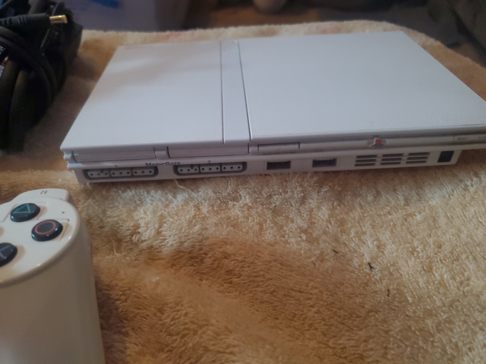 SONY PlayStation 2 SCPH-77000CW White Slim Console Tested w/ Controller, Cable