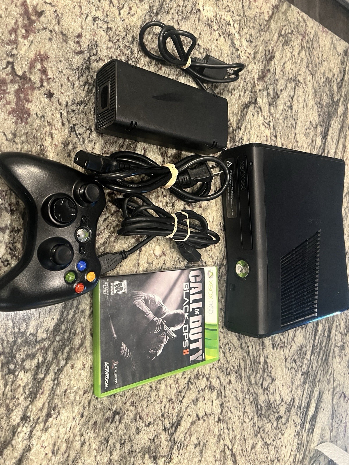 Xbox 360 S Model 1439 Matte Black Console Bundle:Controller,Cables,Game