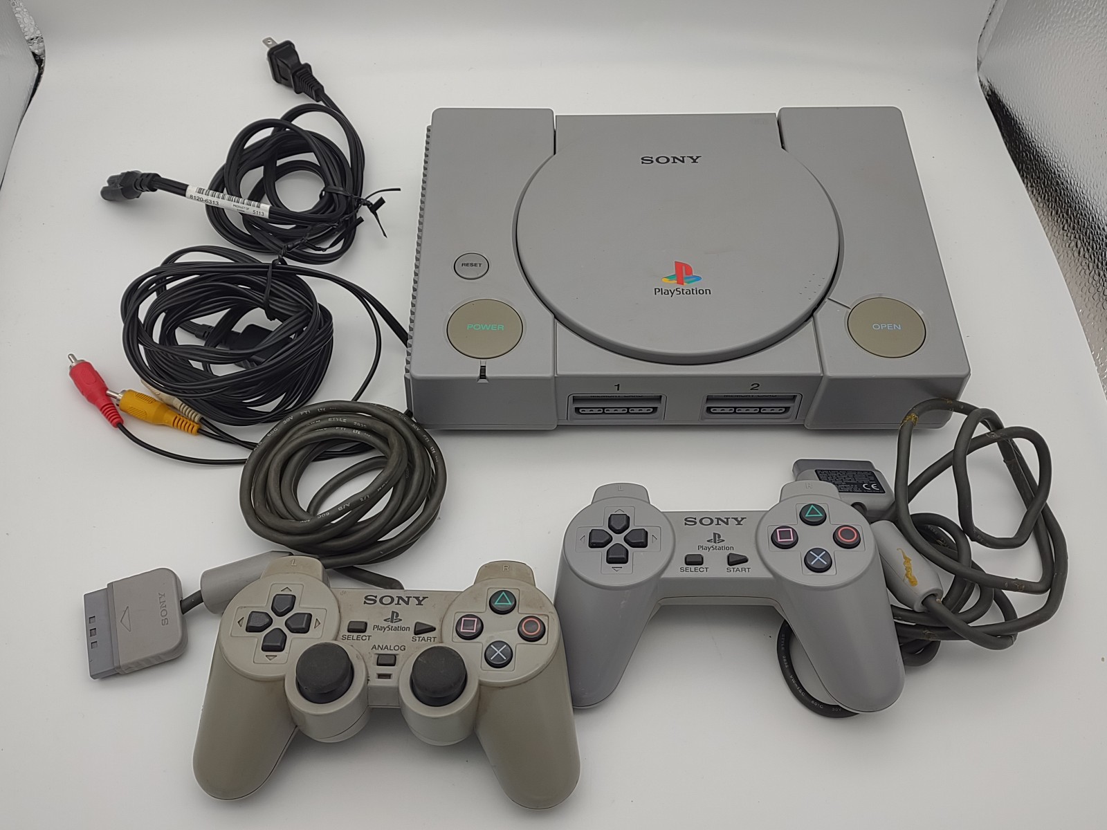 PS1 Sony PlayStation 1 Console System 2 Controllers SCPH-5501 Read Description