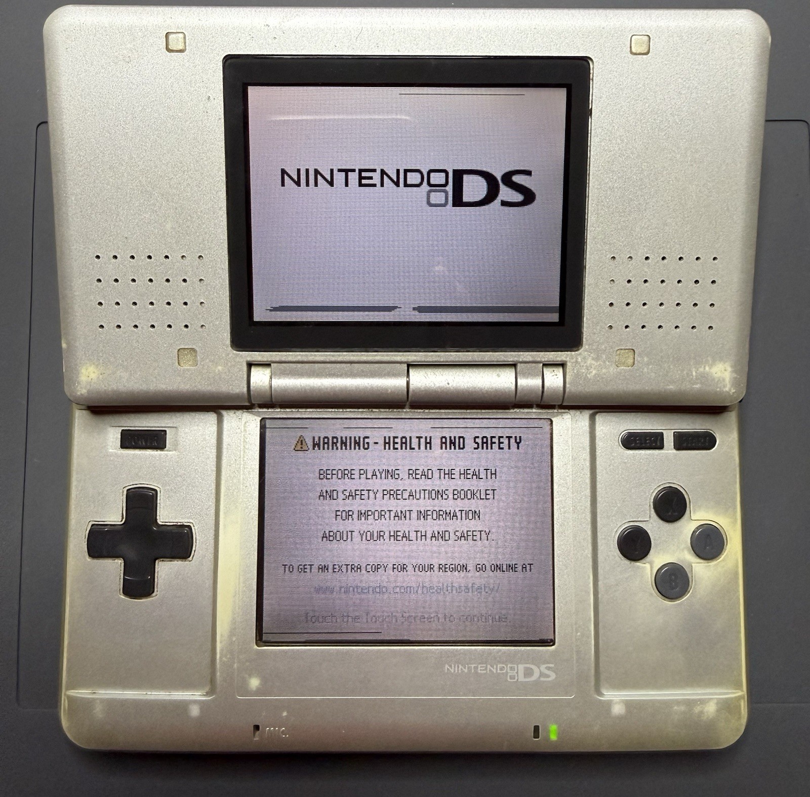 Nintendo DS Dual Screen Silver Handheld Console with Headphone Jack