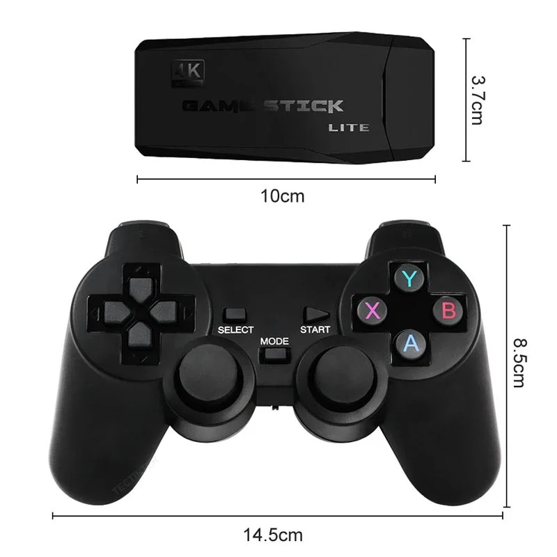 M8 4K Mini Game Stick,40000 Built-in Games with Twin 2.4G Wireless Controllers