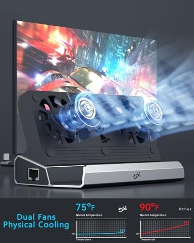 12-in-1 Steam Deck Dock with Dual Cooling Fans, 4K@60Hz, 6 USB Ports, 100W PD