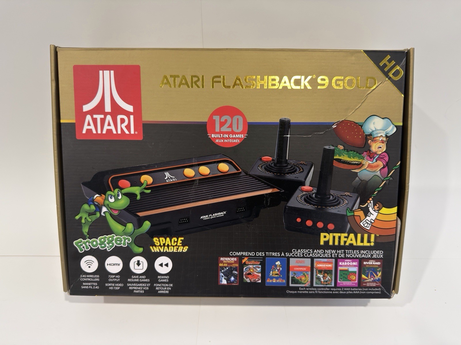 Atari Flashback 9 Gold HD Console 120 Built-in Games & Controllers -Preowned