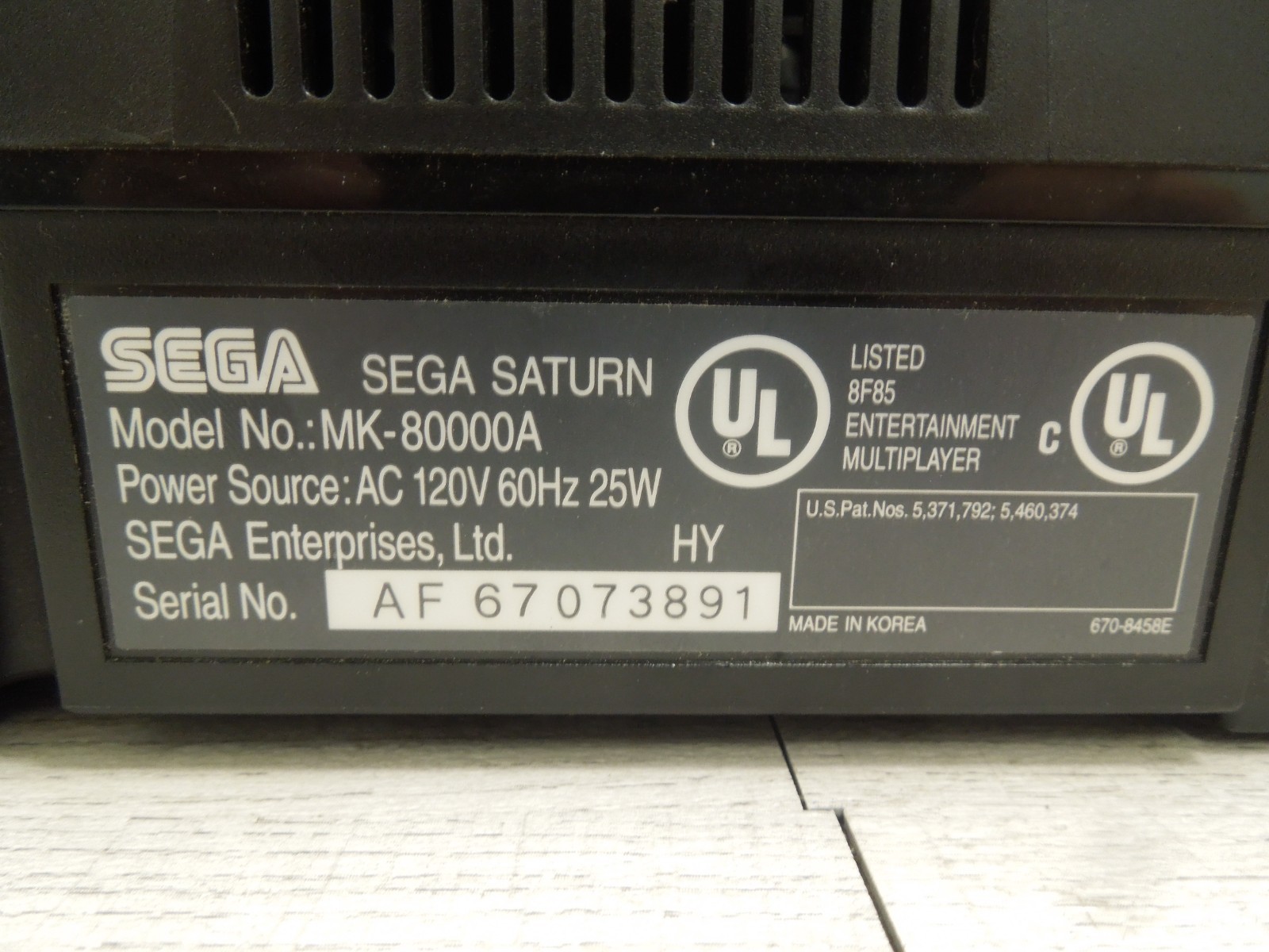 FULLY TESTED WORKING Sega Saturn V2 Video Game Console System Black MK-80000A