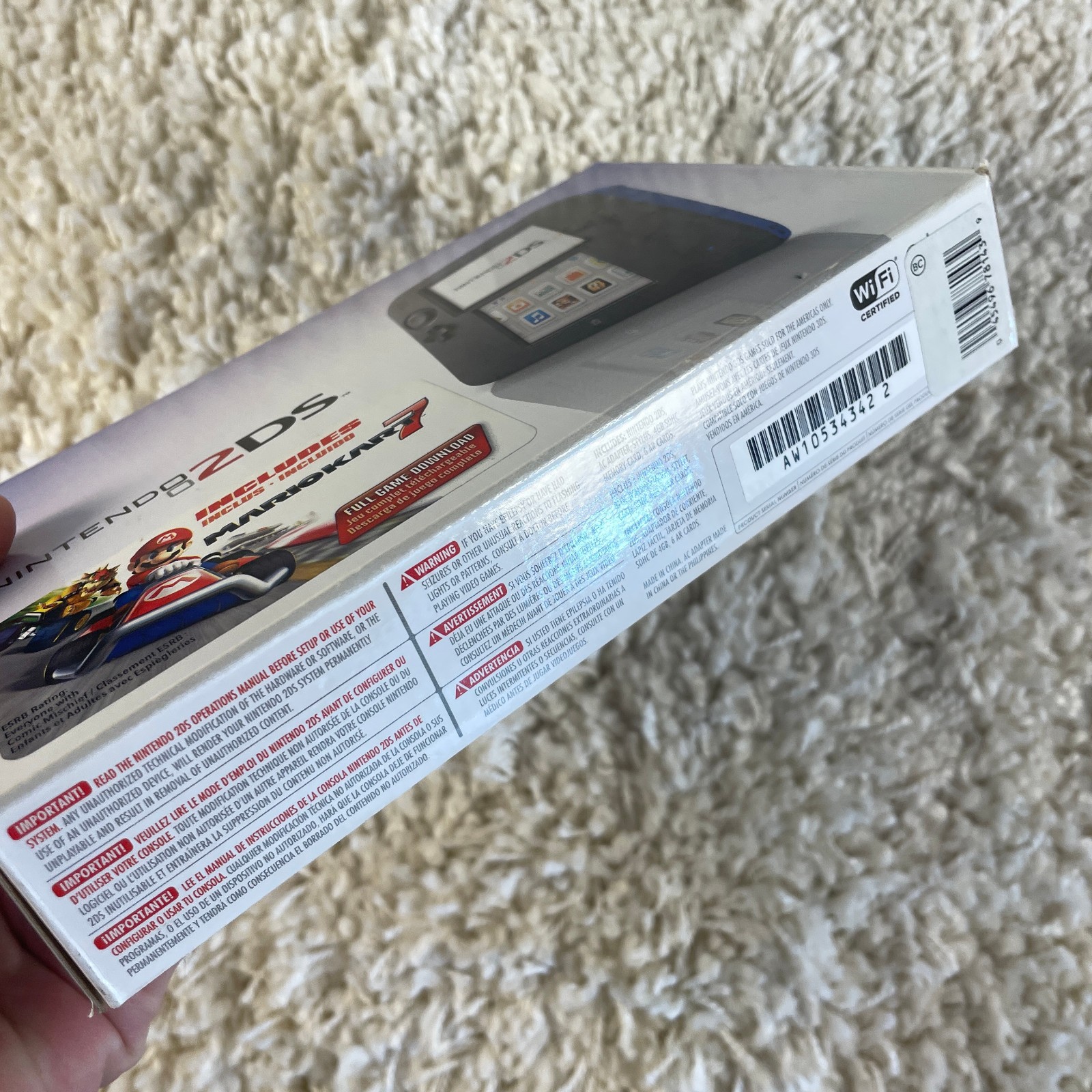 Nintendo 2DS Blue Black Handheld Mario Kart 7 Bundle FTR-001 Complete CIB