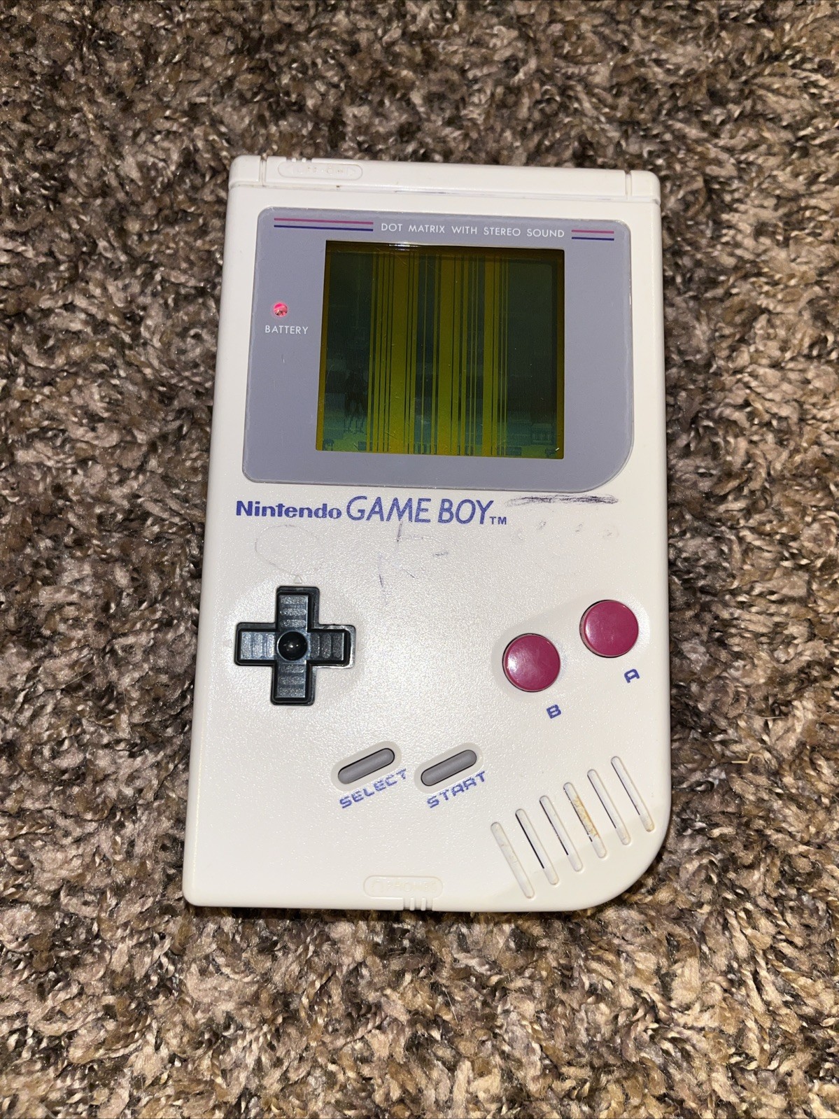 Original 1989 Nintendo GAME BOY Console DMG-01 Powers On Works Bad Display.