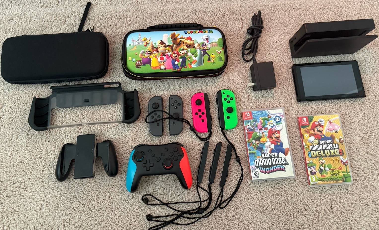 Nintendo Switch Bundle – Controllers, Mario’s Games, Travel Case, More!