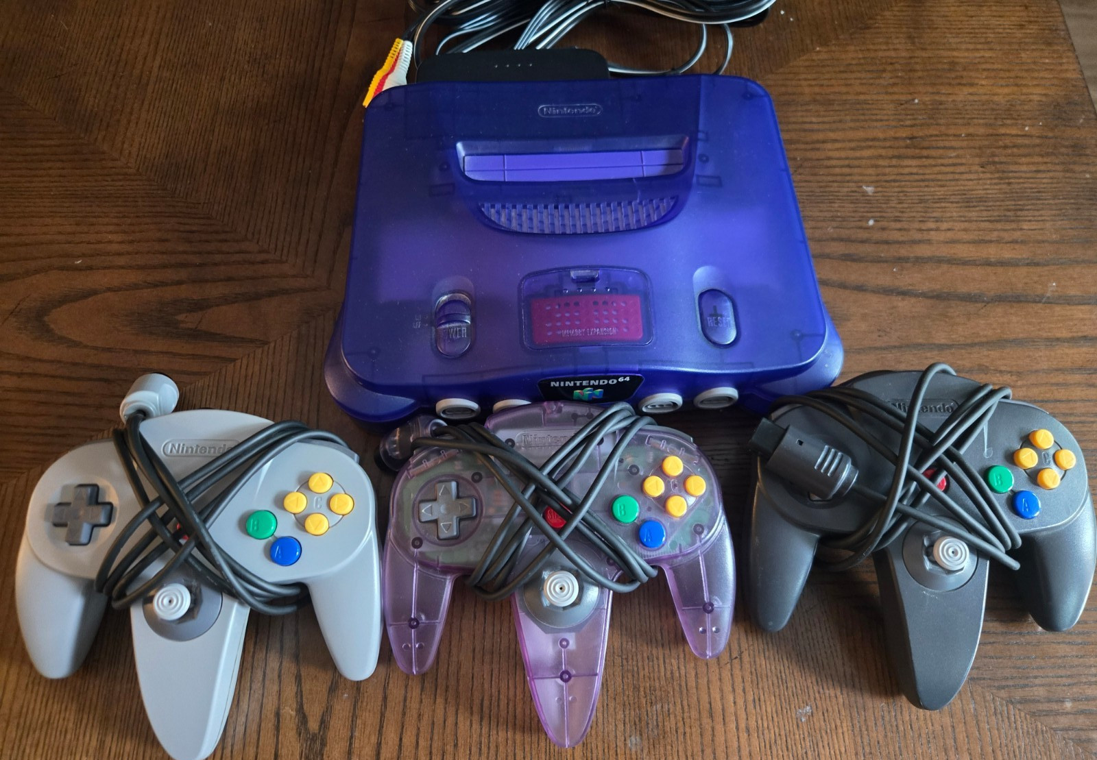 Nintendo 64 N64 Midnight Blue Console NUS-001 With Atomic Purple Controller