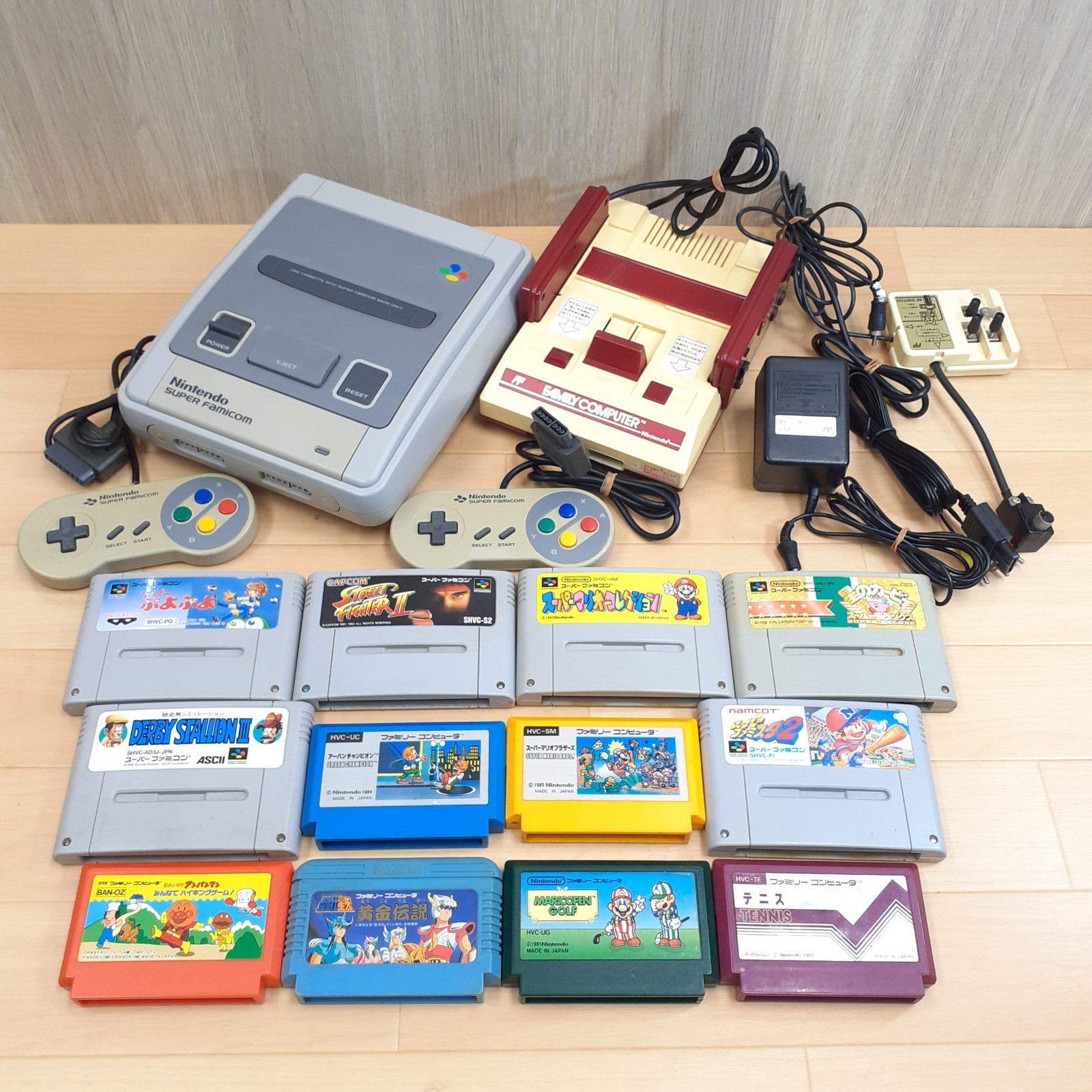 Nintendo Japanese Original Famicom & Super Famicom Console SET 12 Games & Cables