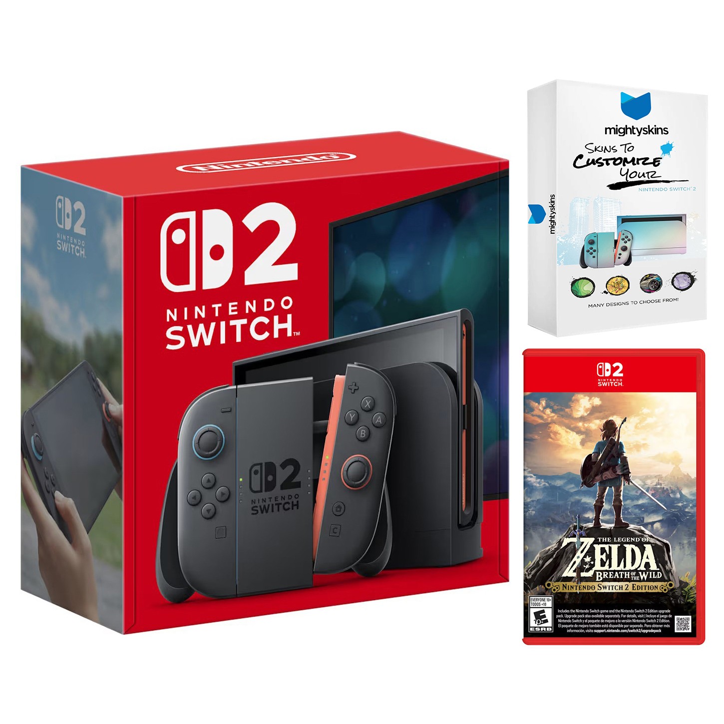 Nintendo Switch 2 with Zelda Breath of the Wild and MightySkins Code Bundle