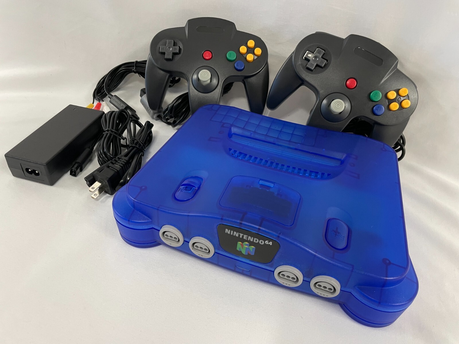 Nintendo 64 N64 Funtastic Translucent BLUE Video Game Console Bundle System 1996
