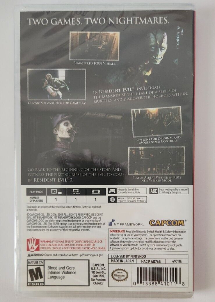 Resident Evil: Origins Collection Switch Brand New Game Special (2019 Shooter)