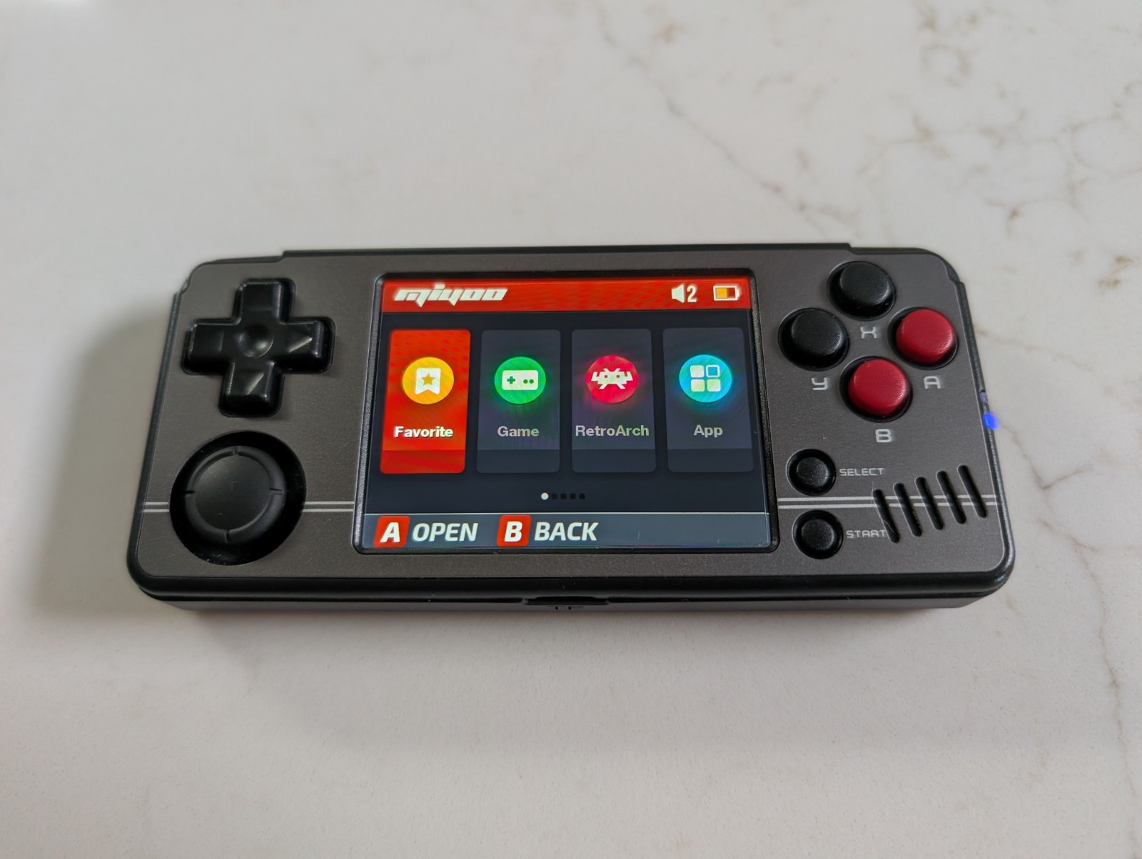 Miyoo A30, Black with Red Buttons, Screen Protector Installed