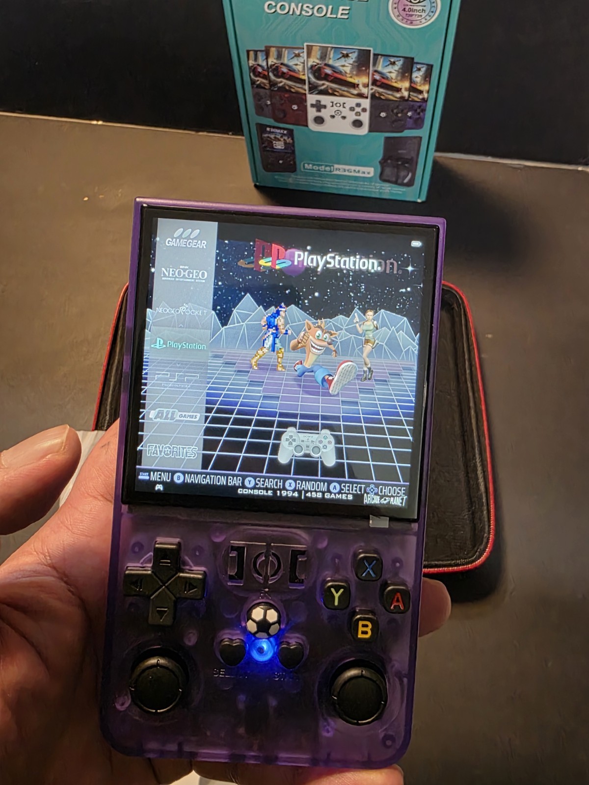 PURPLE R36 Max Handheld Game Console 3.5 Inch IPS Screen 20000+ Games Video 128G