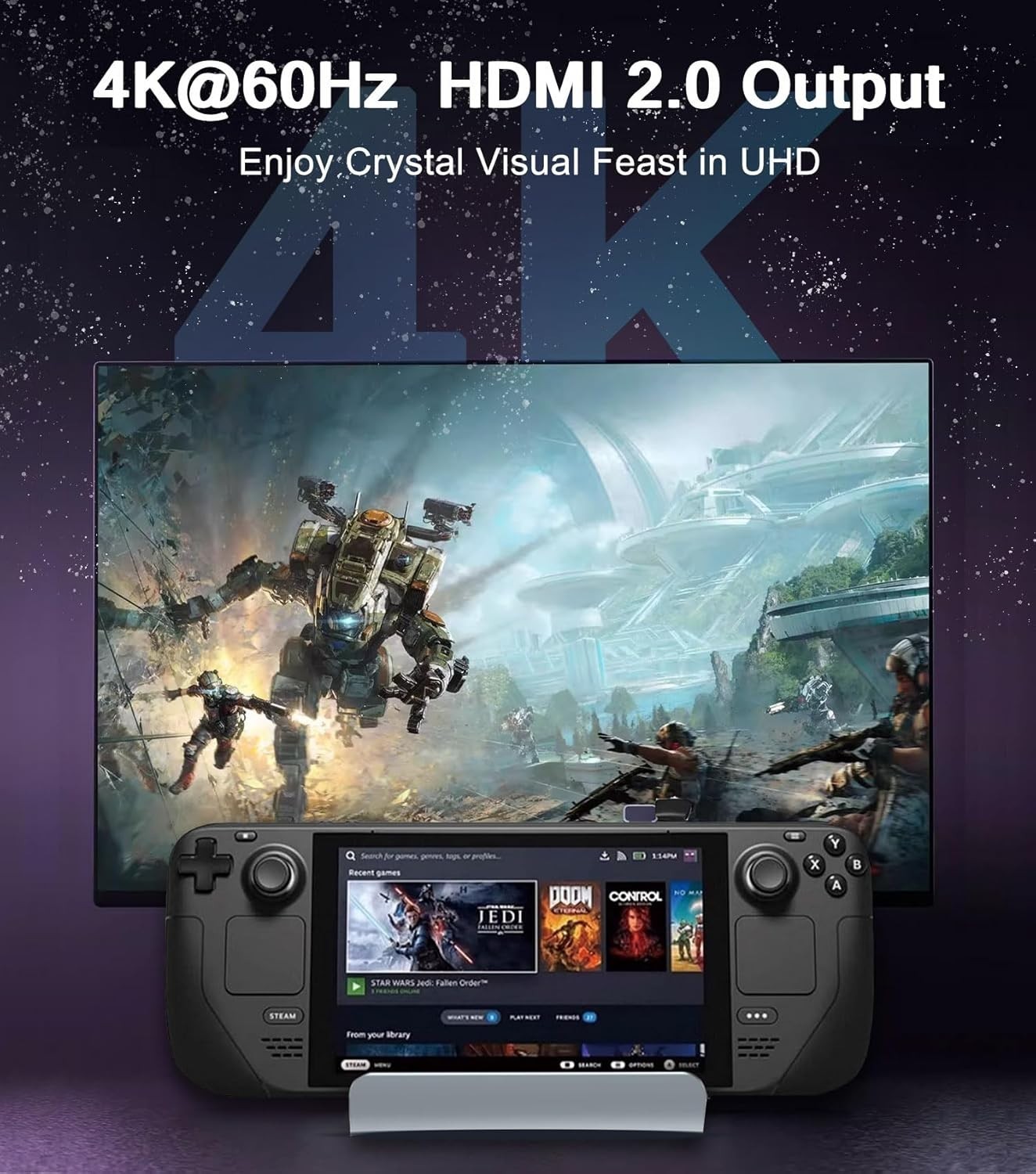 Enhance Your Gaming with 6-in-1 Dock for Steam Deck – 4K UHD & Reliable Ethernet