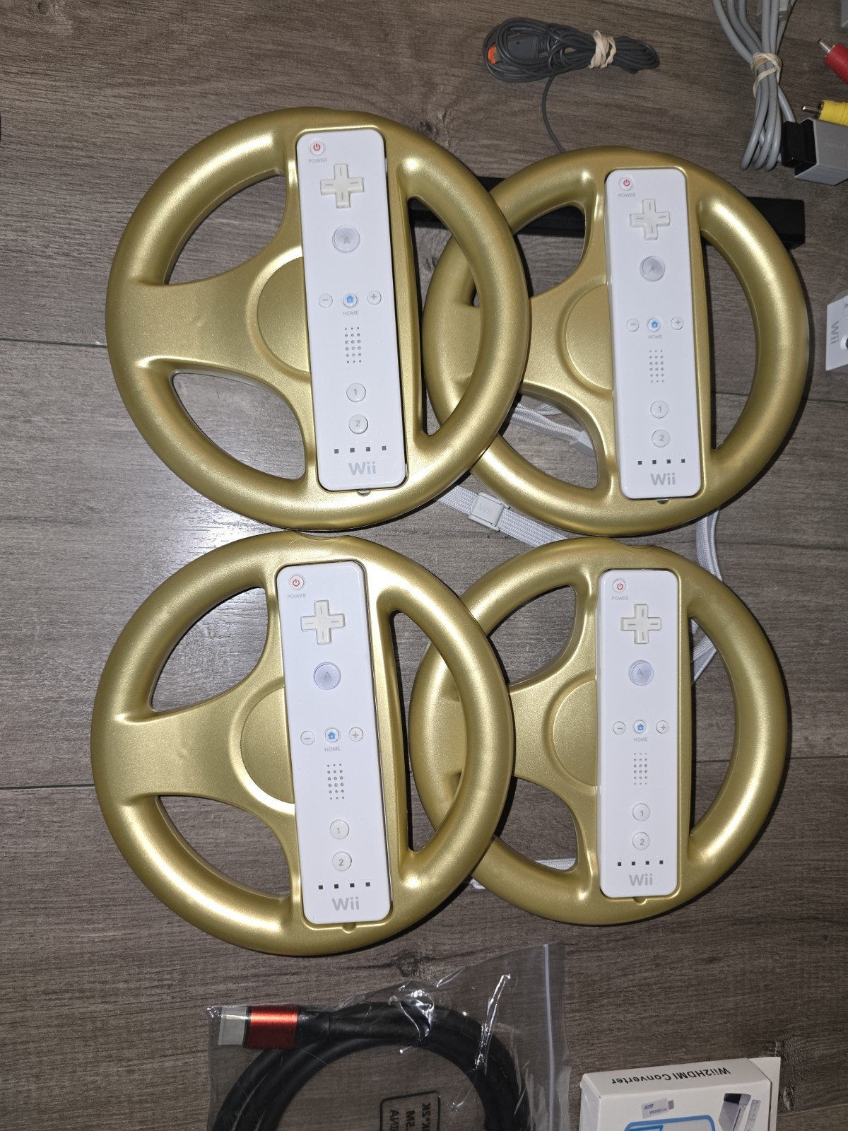 Nintendo Wii Console Mario Kart Bundle with 4 Controllers & Wheels!