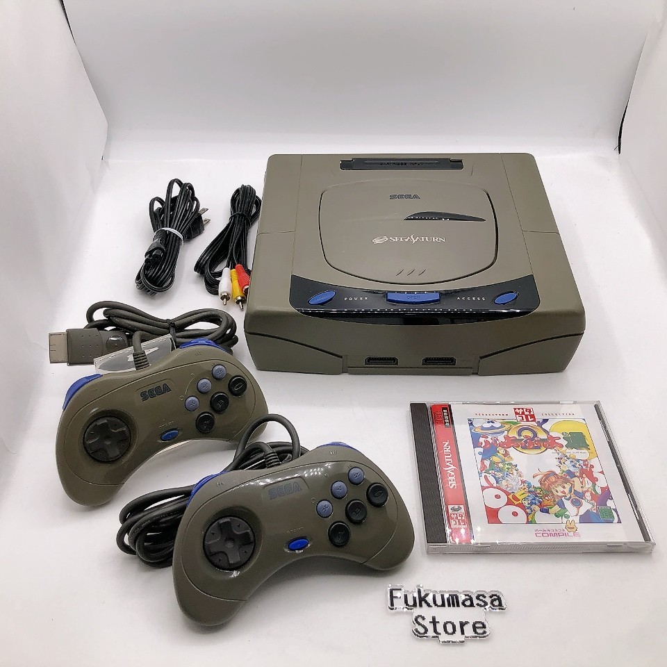 Sega Saturn Console HST-3210 Gray with 2 Controllers Japanese ver System Tested