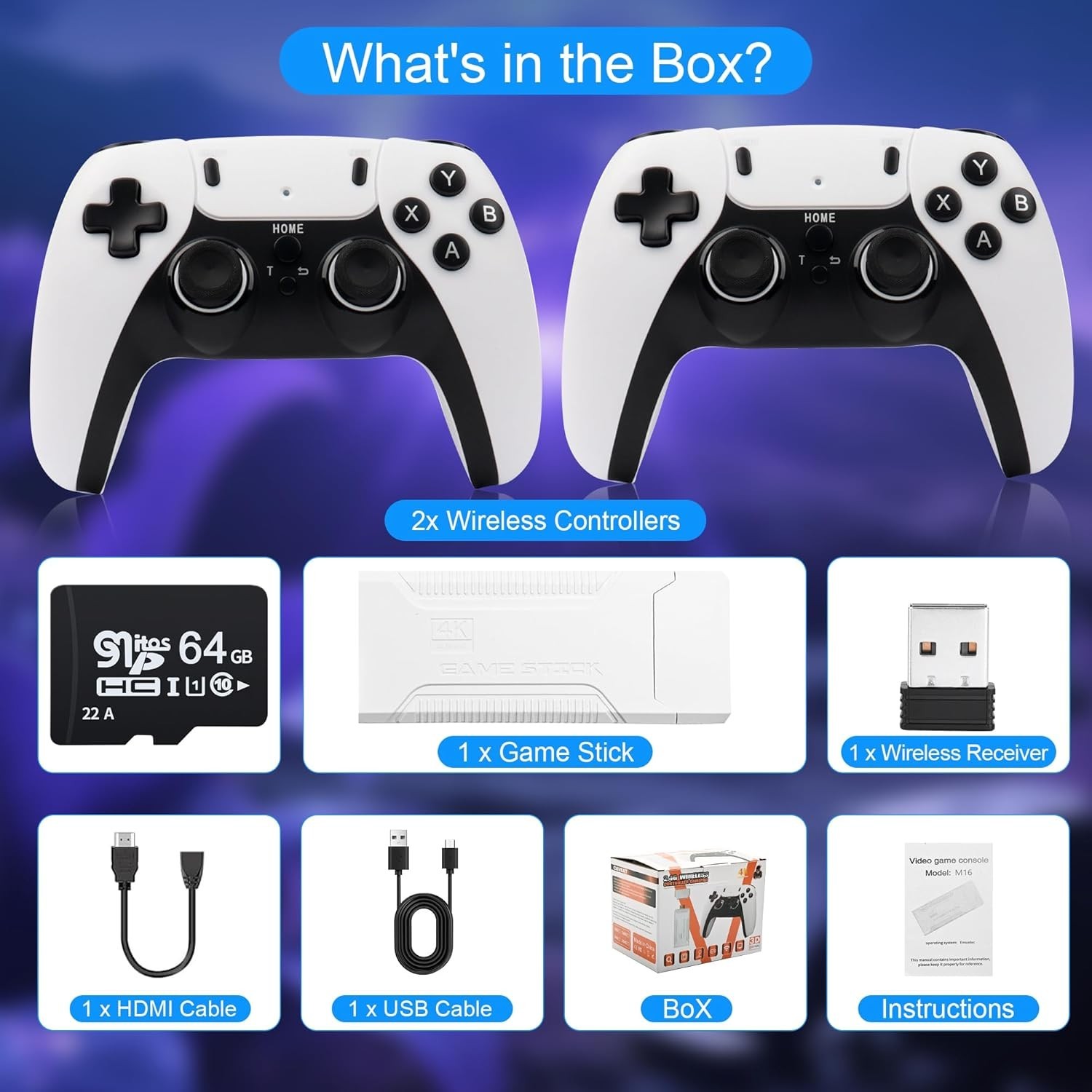 Retro Game Stick with 40,000+ Classic Games, 23 Emulators, Plug & Play 4K HDMI O