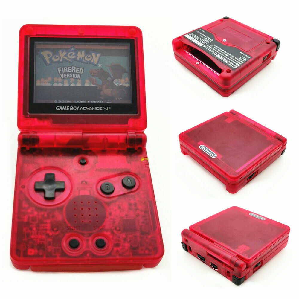 Nintendo Game Boy Advance GBA SP Transparent Clear Red System AGS 001