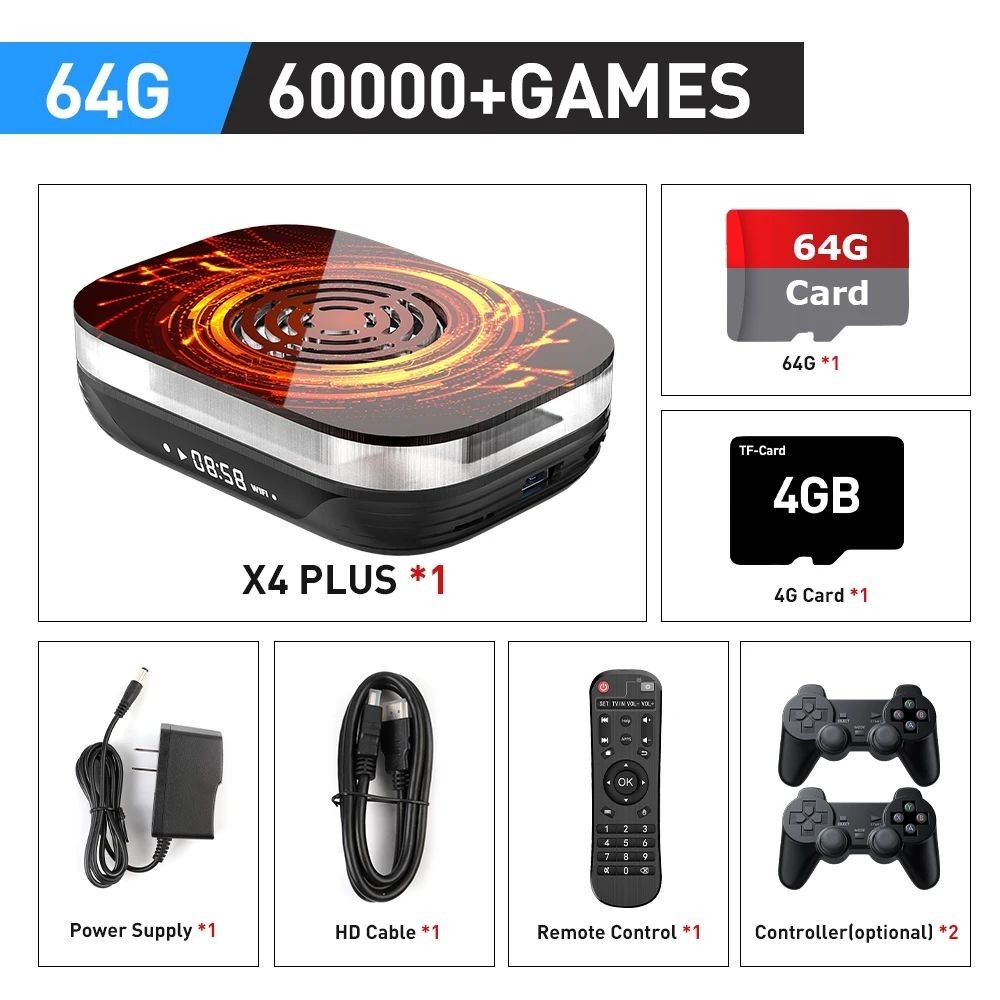 KINHANK X4 Plus Retro Console – 90,000 Games 60+ Emulators MAME/Arcade