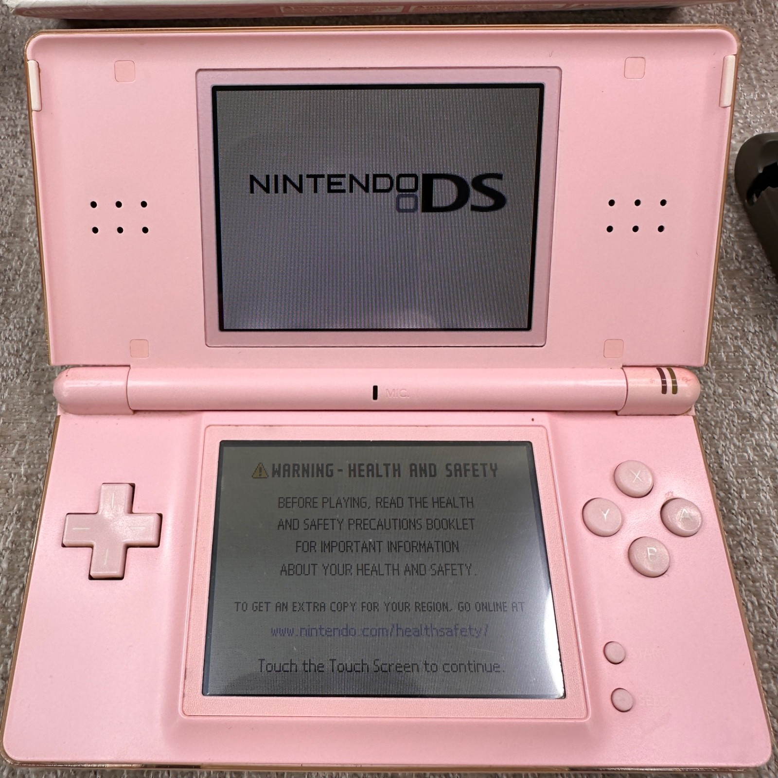All OEM Nintendo DS Lite PINK With Box, Case, Charger, Manuals Tested Working