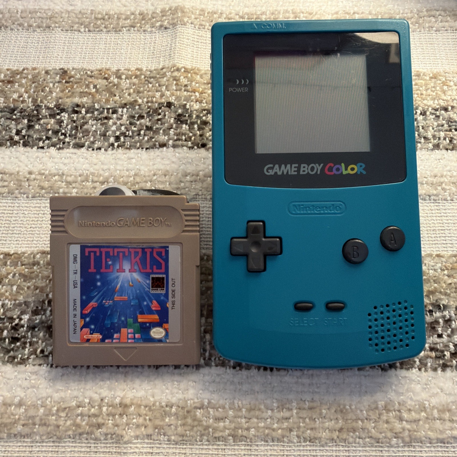 Nintendo Game Boy Color Game Console – Teal – CGB-001 w/ Tetris Cartridge Bundle