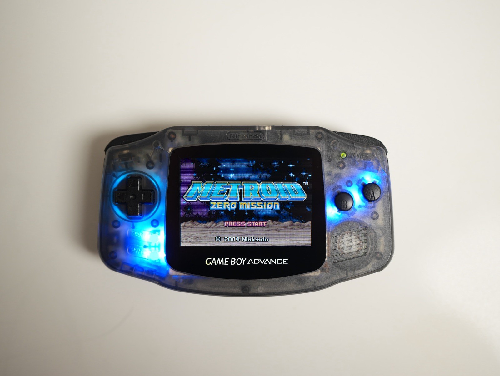 Nintendo Game Boy Advance GBA IPS Laminated Screen Custom Clear Black w/ RGB LED