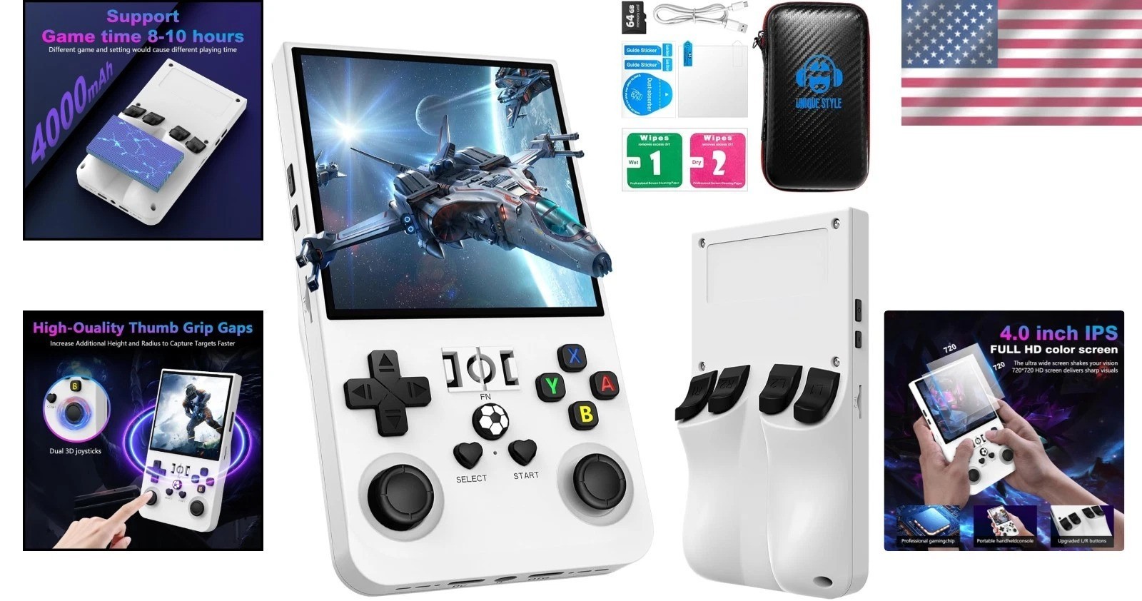 Portable Retro Gaming Console – 64GB, 4.0 Inch IPS Screen, Linux System