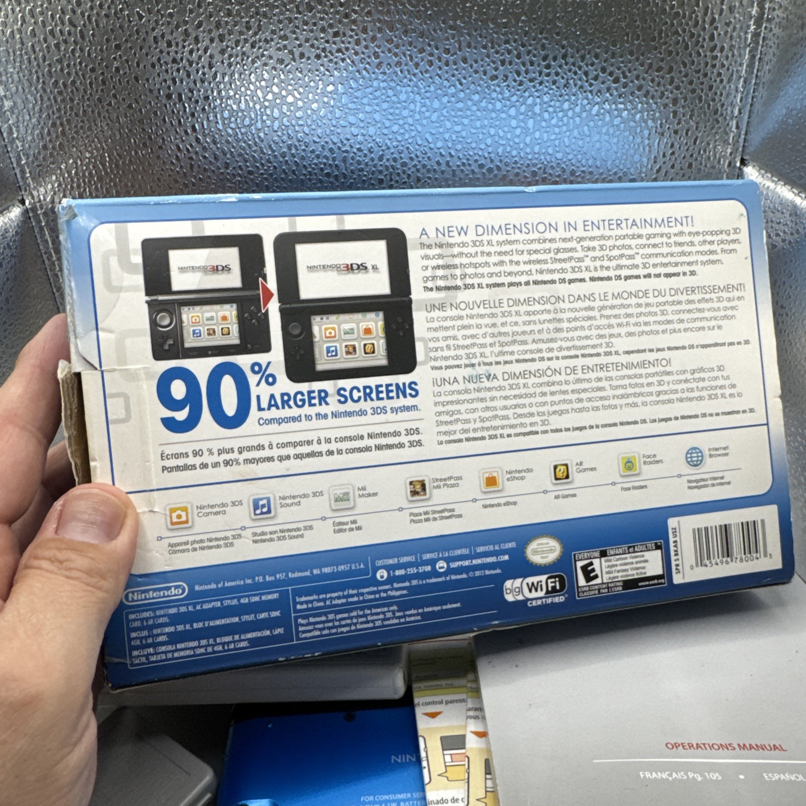 Nintendo 3DS XL Handheld Console SPR-001 Blue/Black USA Complete in Box +2 games