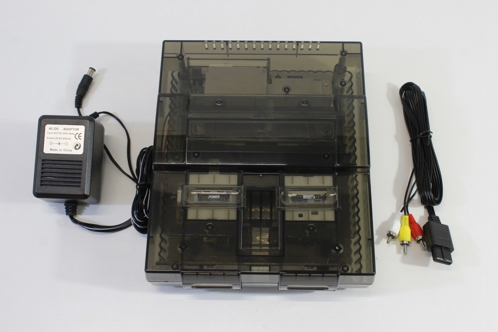 Super Nintendo Transparent Clear Black Console SNES SFC Converted AC Adapter AV