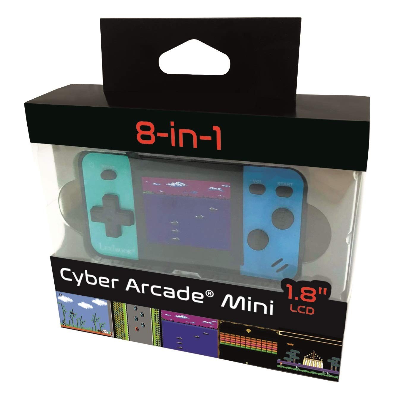 Portable Handheld Game Console with 8 Retro Games & 1.8″ LCD Screen – Blue/Black