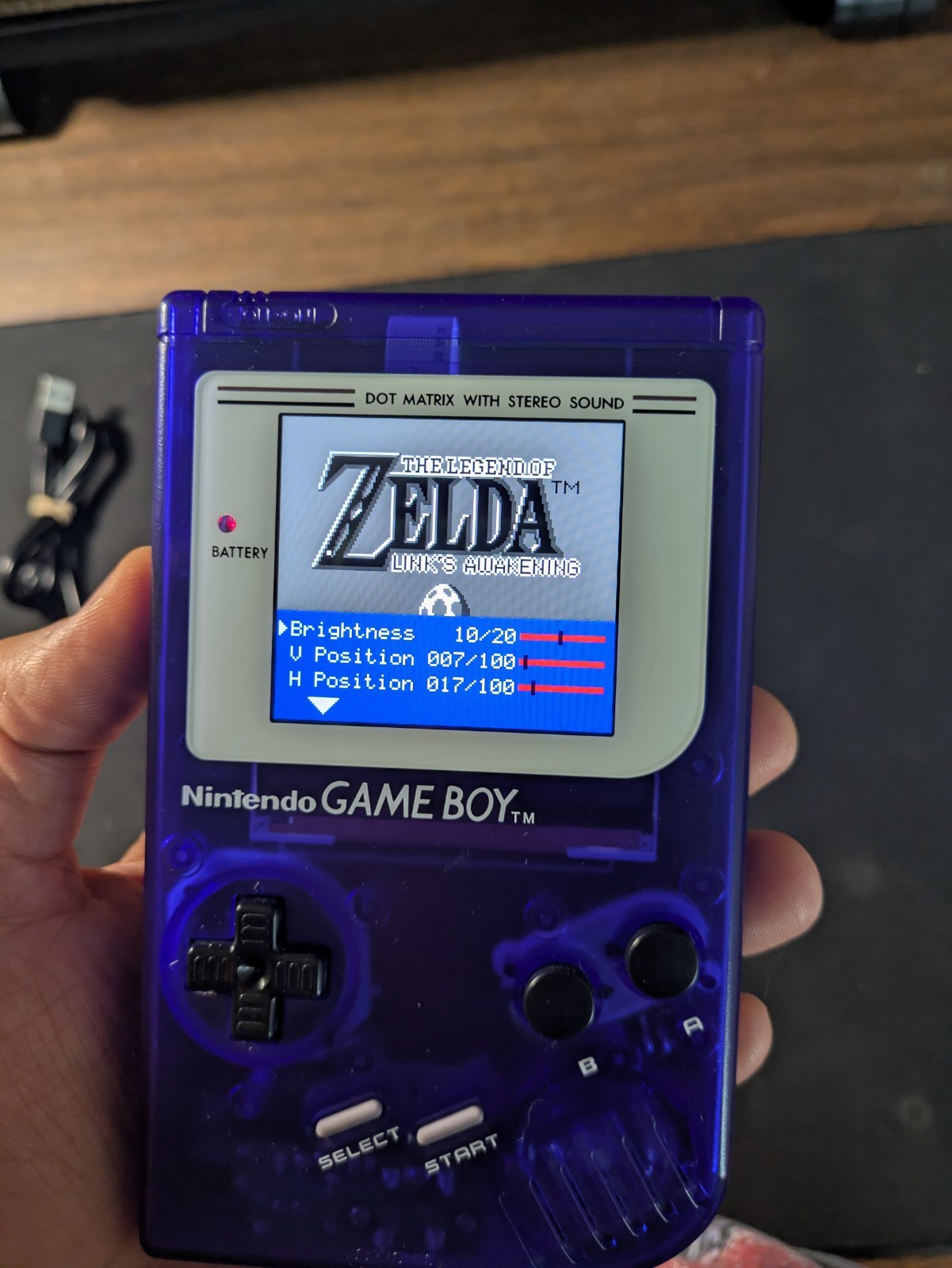 Nintendo Game Boy IPS Backlit LCD Screen Mario Zelda Purple Shell Rechargeable