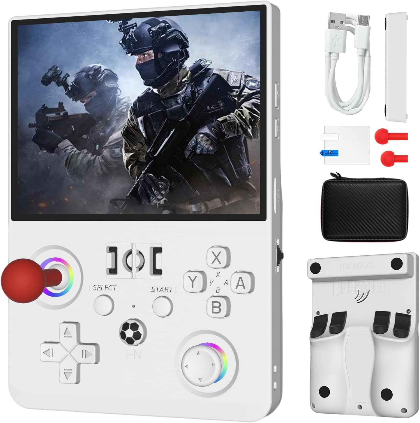 Newest R36MAX Ⅱ 4.5 Inch Retro Handheld Game Console,1024X768 IPS HD Screen,128G