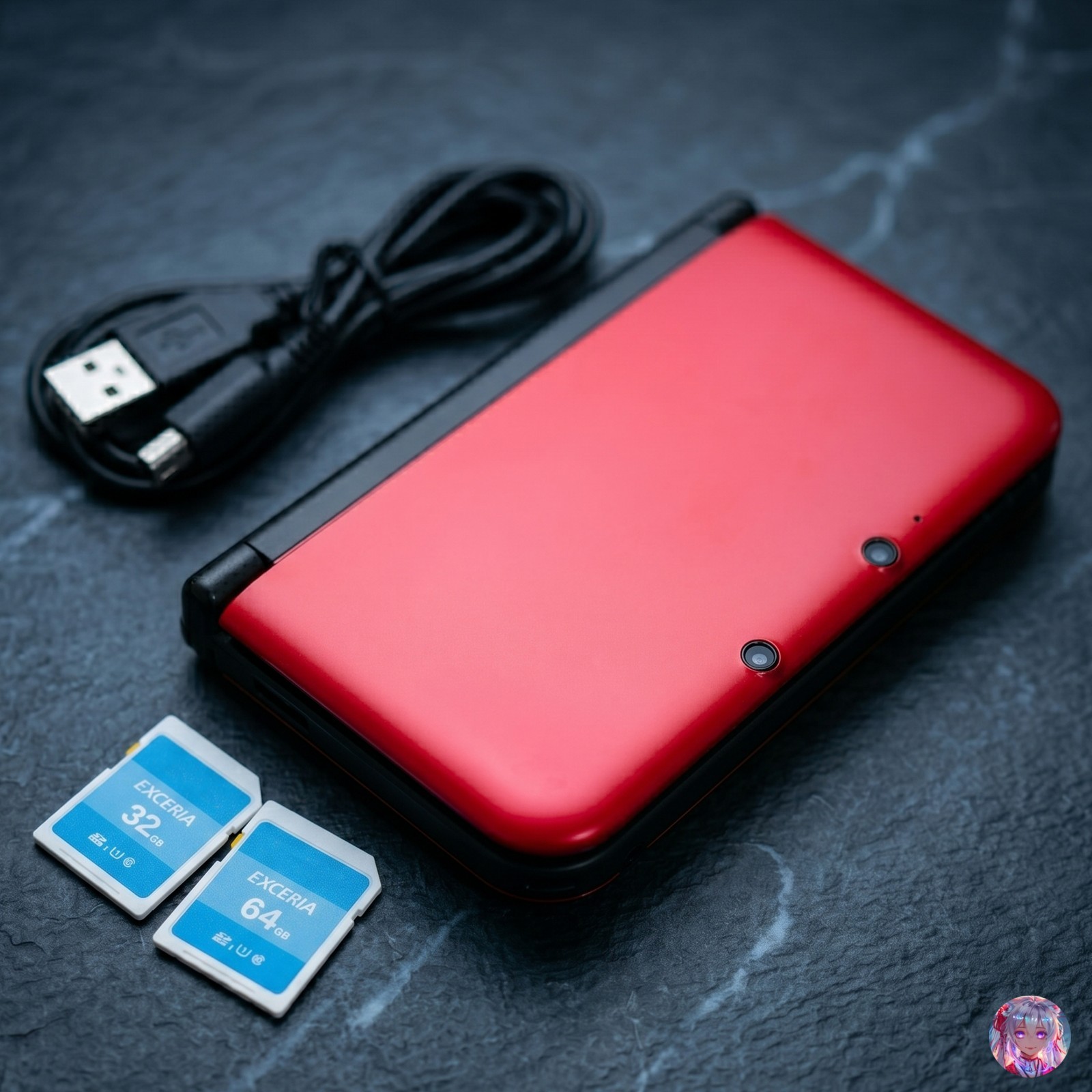 Nintendo 3DS LL XL Red Black Console Region Free English System + Charger SD