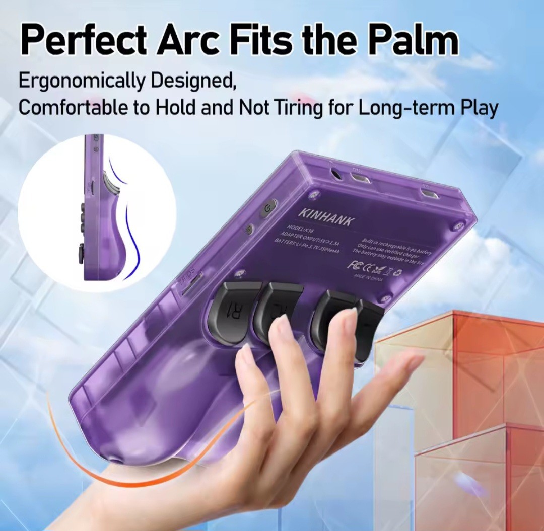 KINHANK K36 Retro Handheld Game Console 16000 Games 3.5″ IPS Screen PURPLE