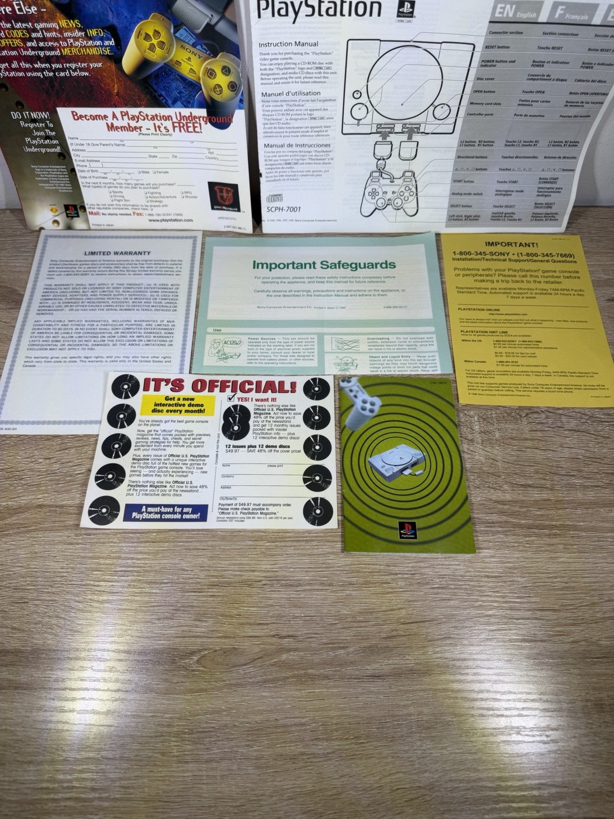 Sony PlayStation 1 PS1 Console Bundle (SCPH-7001) W/ Reg Card Manual & Inserts ✅