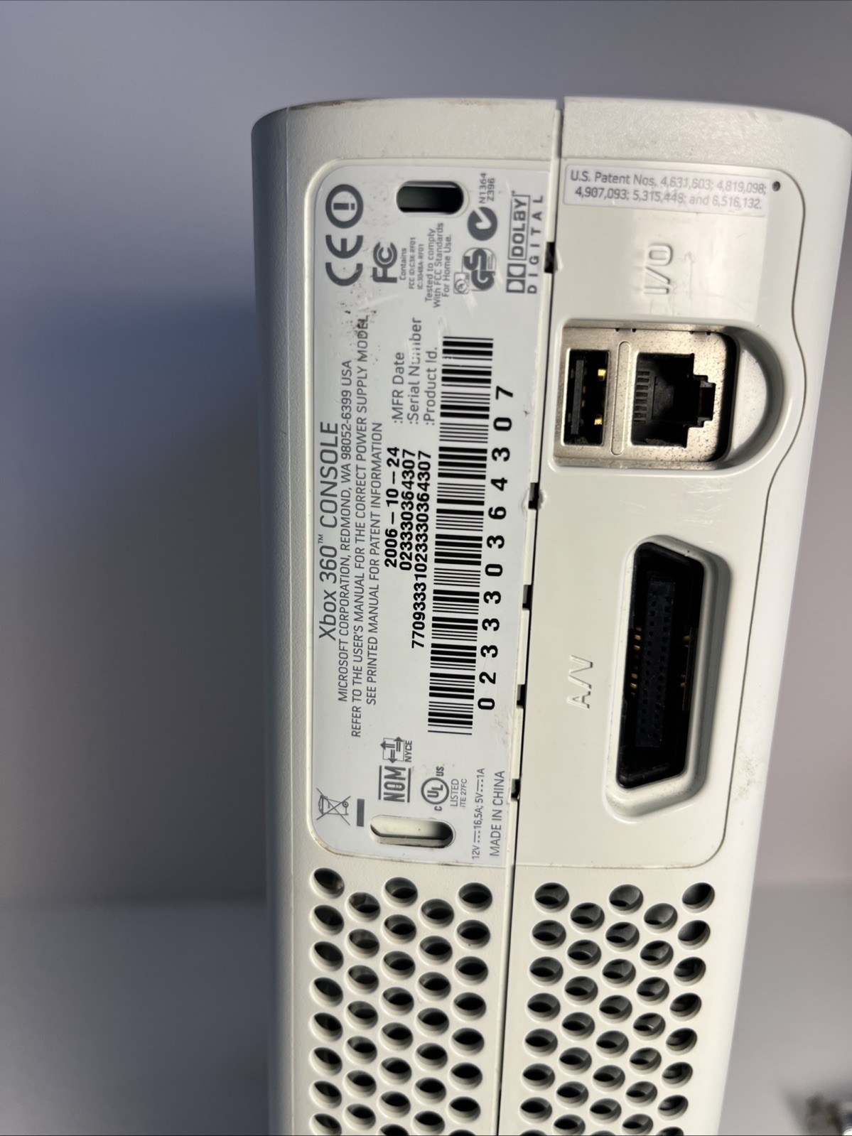 Microsoft Xbox 360 Core White System Console Only For Parts Or Repairs Untested