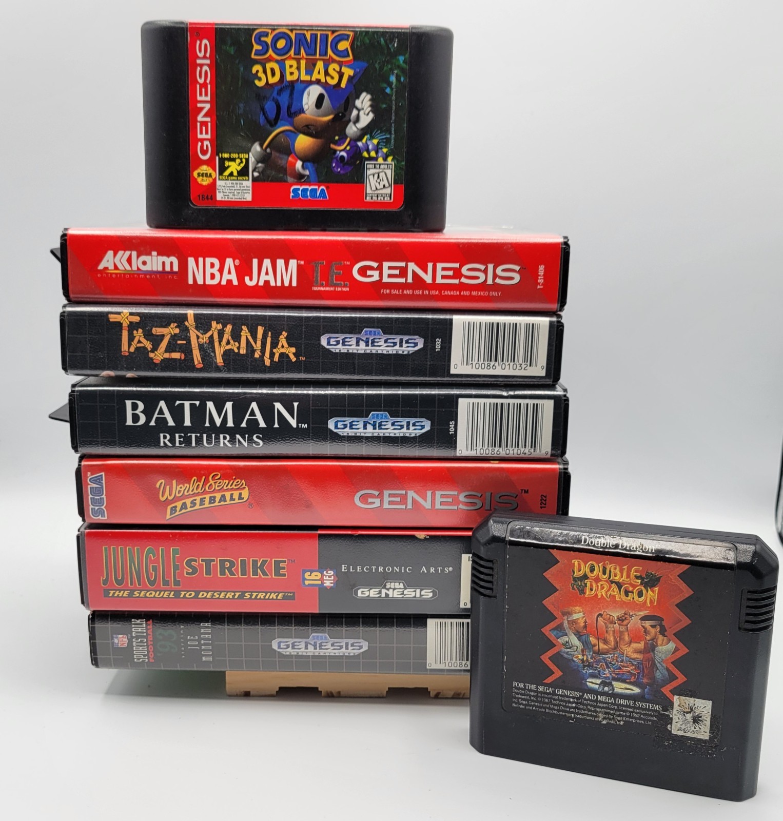 Sega Genesis 2 Console Bundle Model MK-1631 8 Games Double Dragon Sonic NBA Jam