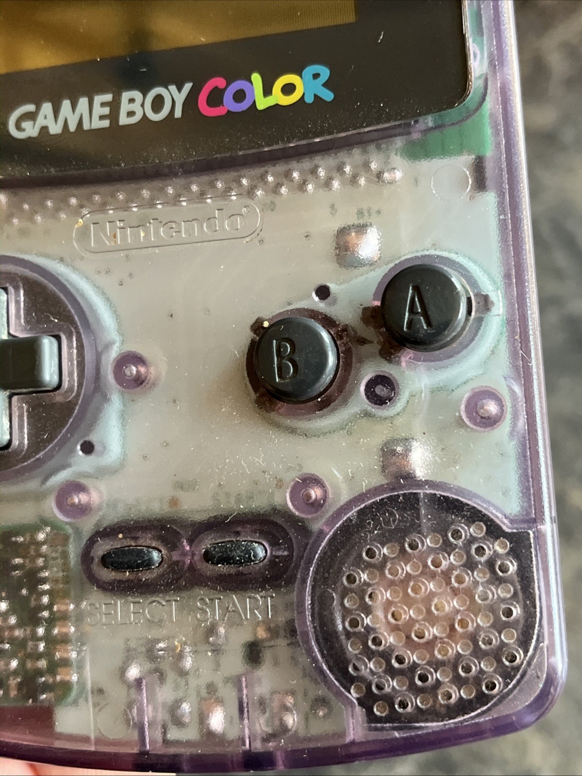 Works Nintendo Game Boy Color Atomic Purple Transparent Clear Croc 2 Bomber Man