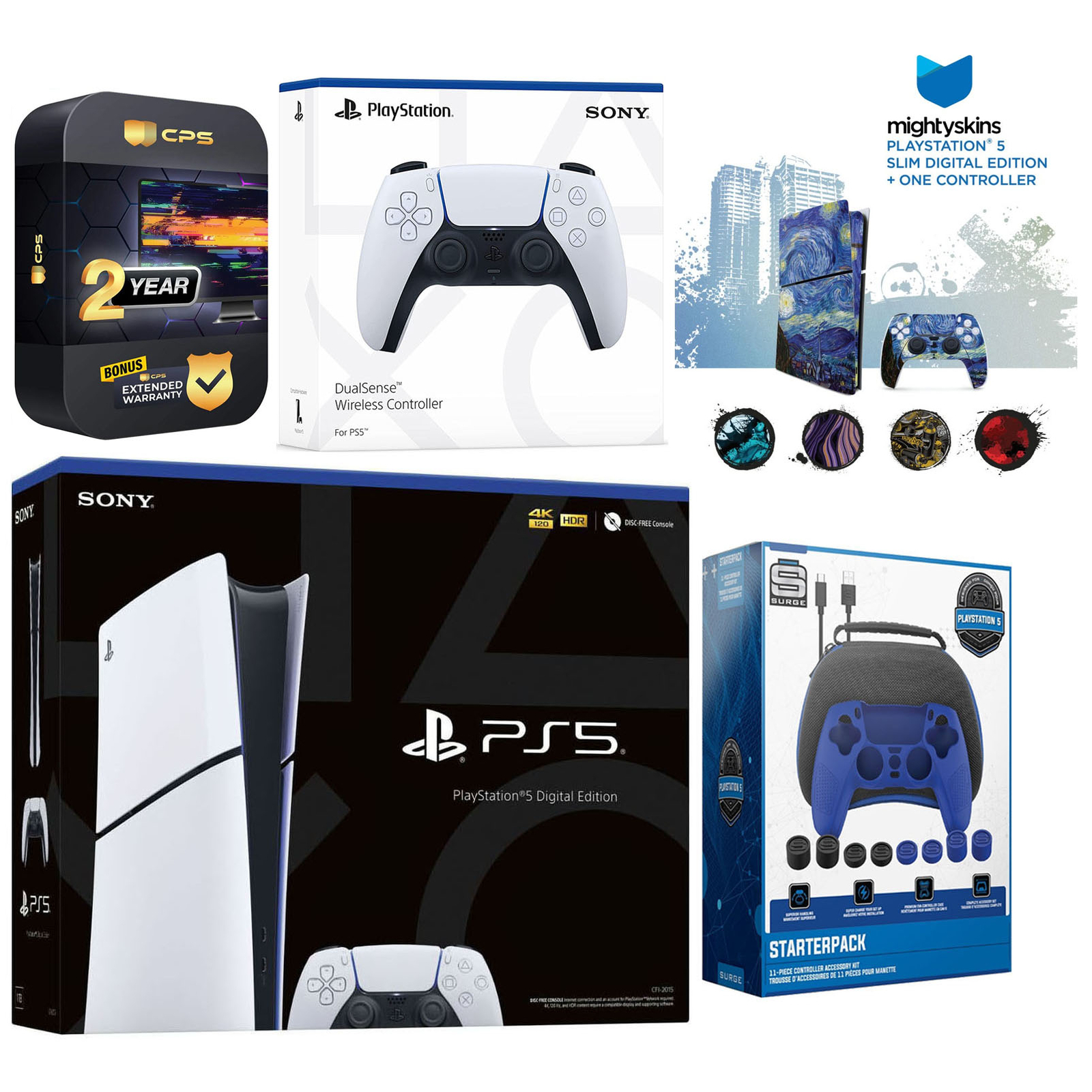 Sony Playstation 5 Slim Digital Console + Controller, Gamer Starter Kit