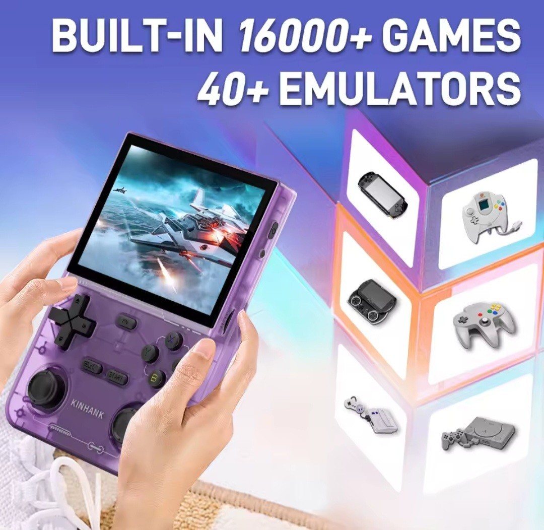 KINHANK K36 Retro Handheld Game Console 16000 Games 3.5″ IPS Screen PURPLE