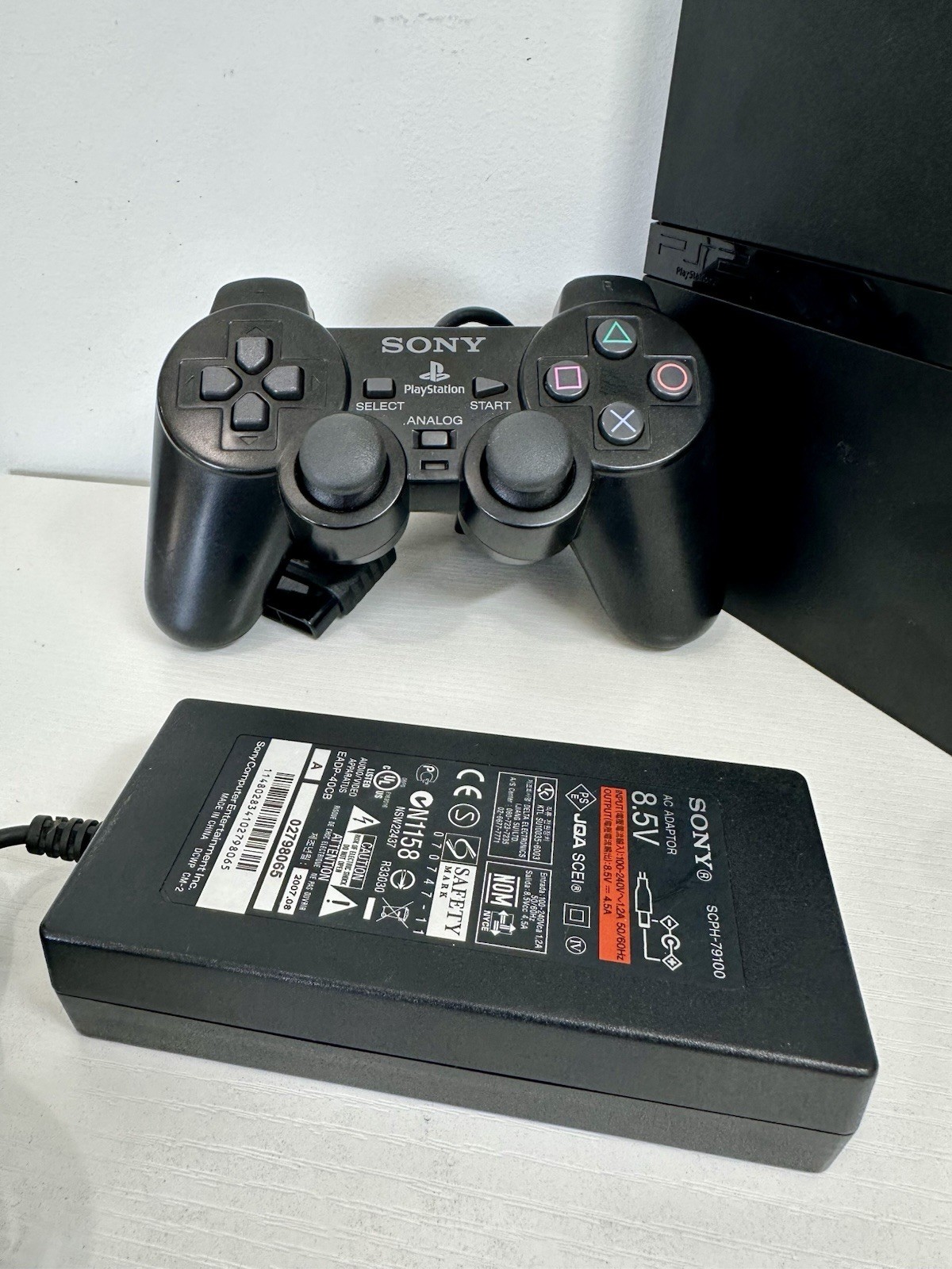 Sony PlayStation 2 Slim PS2 Black Console Bundle OEM- control/cables/memory card