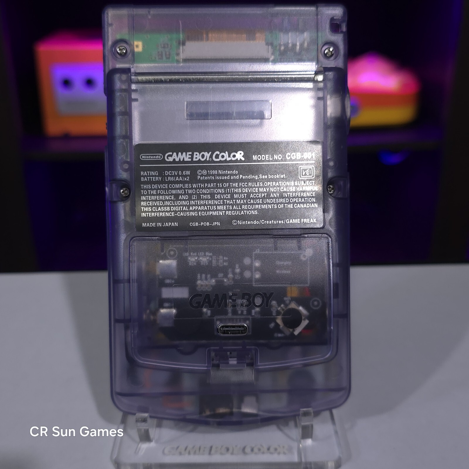 Atomic Purple Gameboy Color Console OLED Touch Screen USB-C Rechargeable Battery