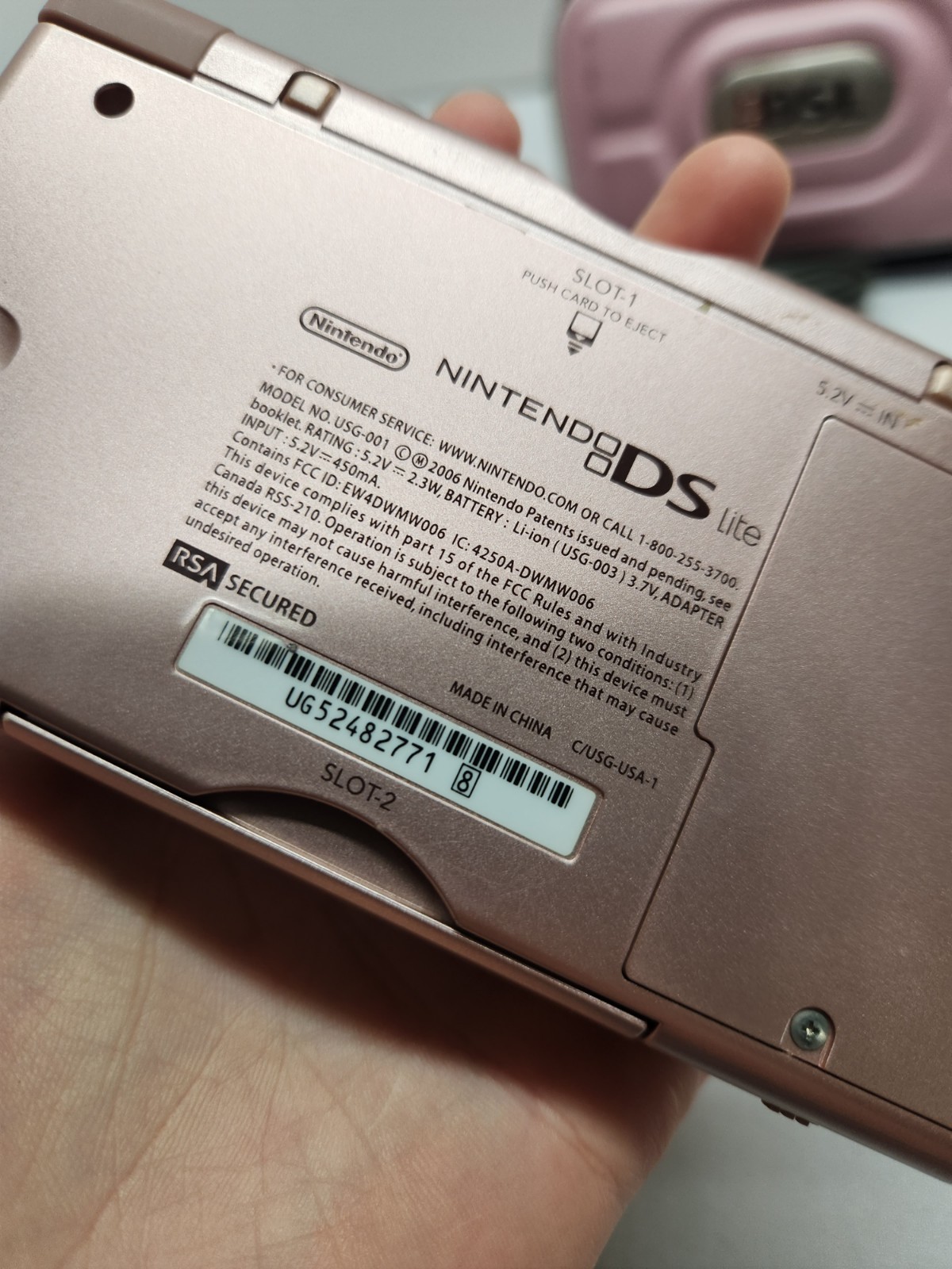 Nintendo DS Lite Metallic Rose -Case, Charger Bundle Lot