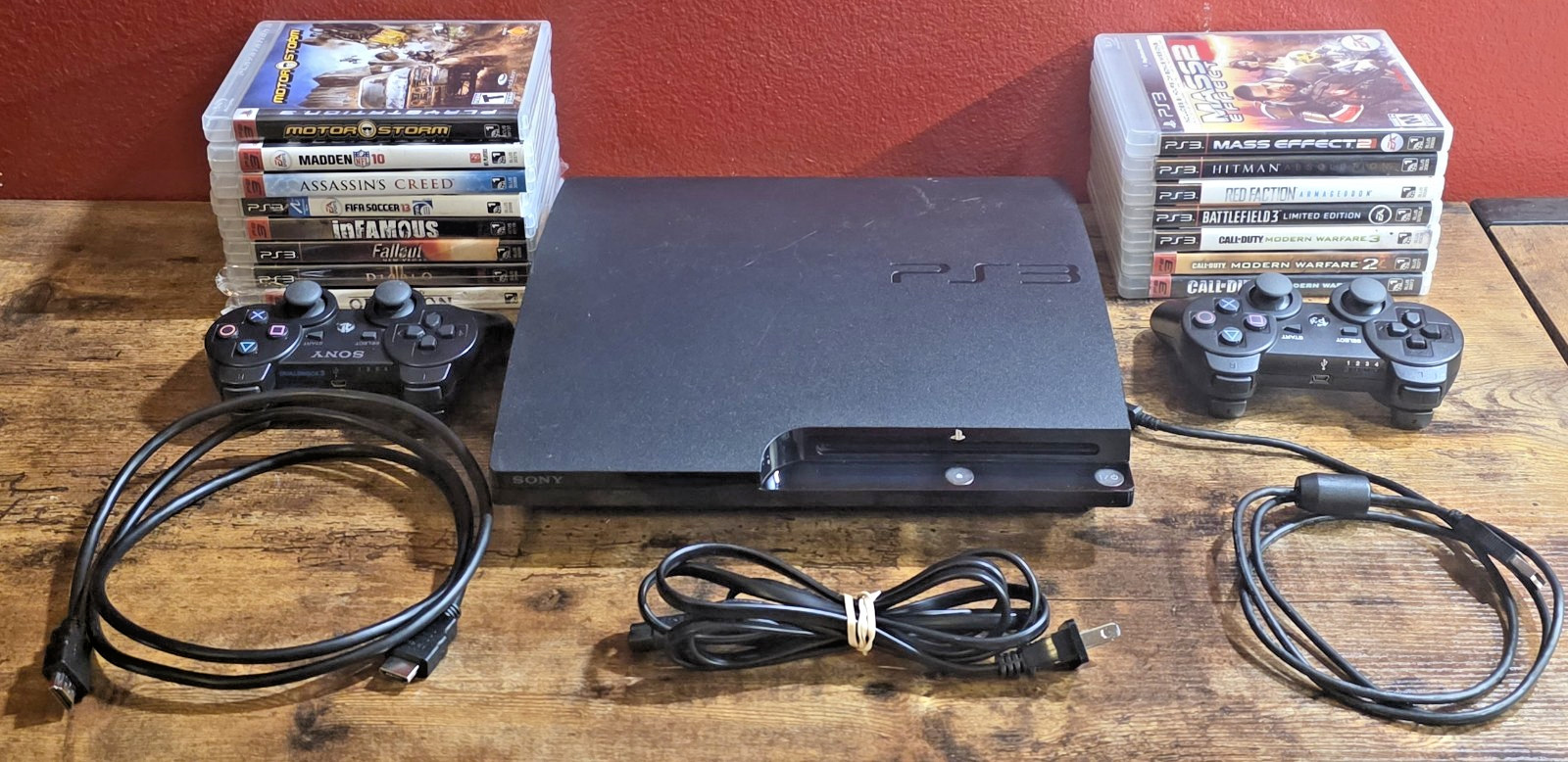 Sony PS3 Slim CECH-2001A 120GB Bundle – 15 CIB Games COD MW Trilogy/RPGs 2 Ctrls