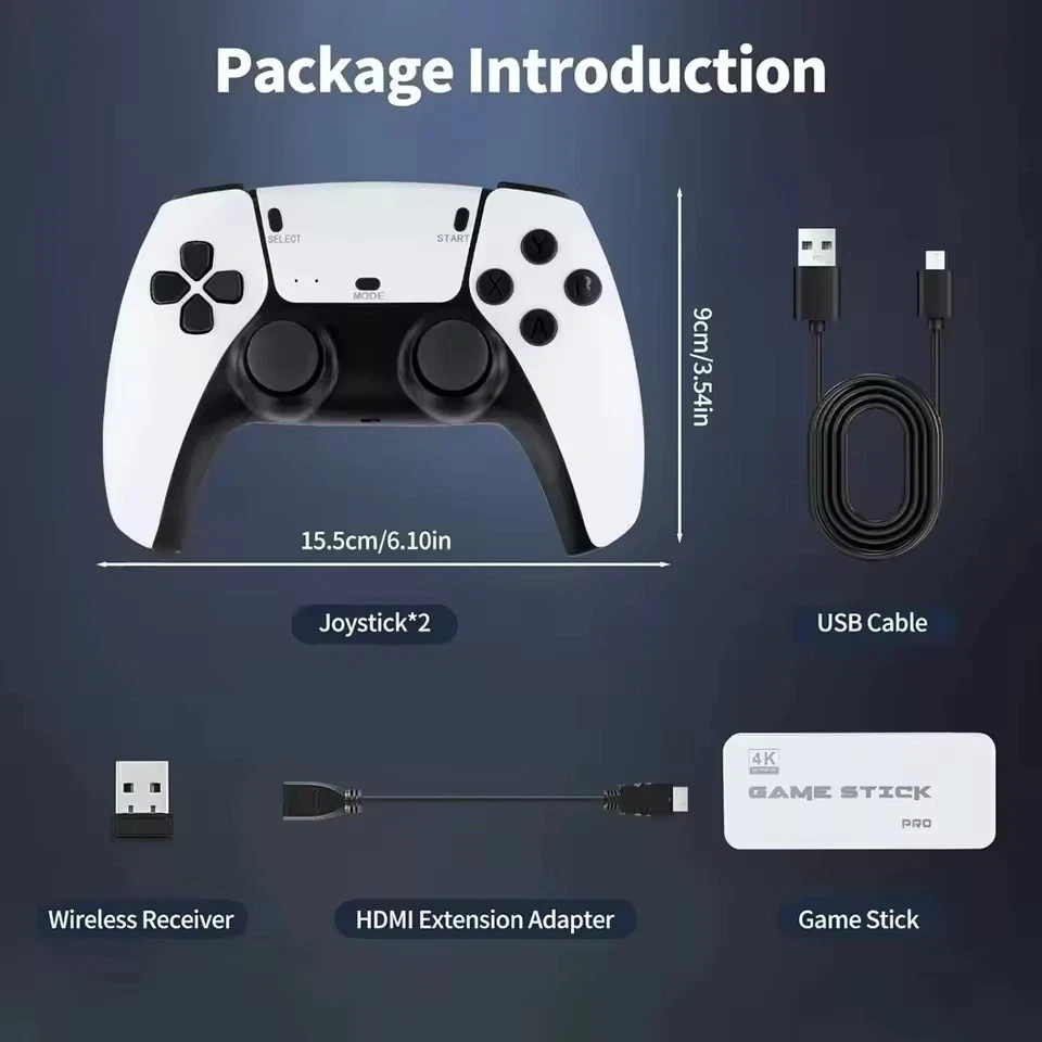M15 Game Stick 4K TV Console 64GB 20000 Games Wireless Controller